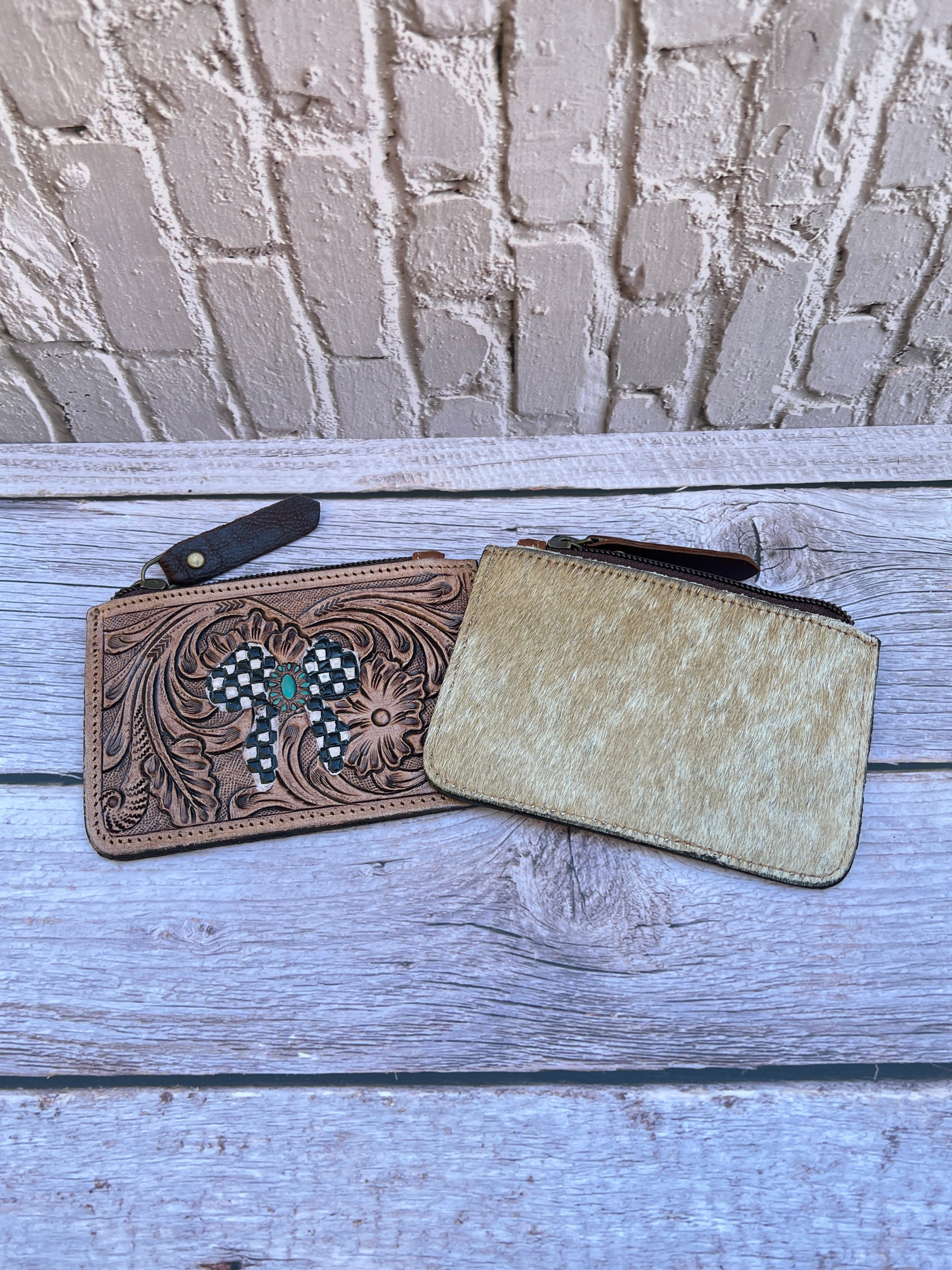 Check-it BowTooled & Cowhide Coin Pouch