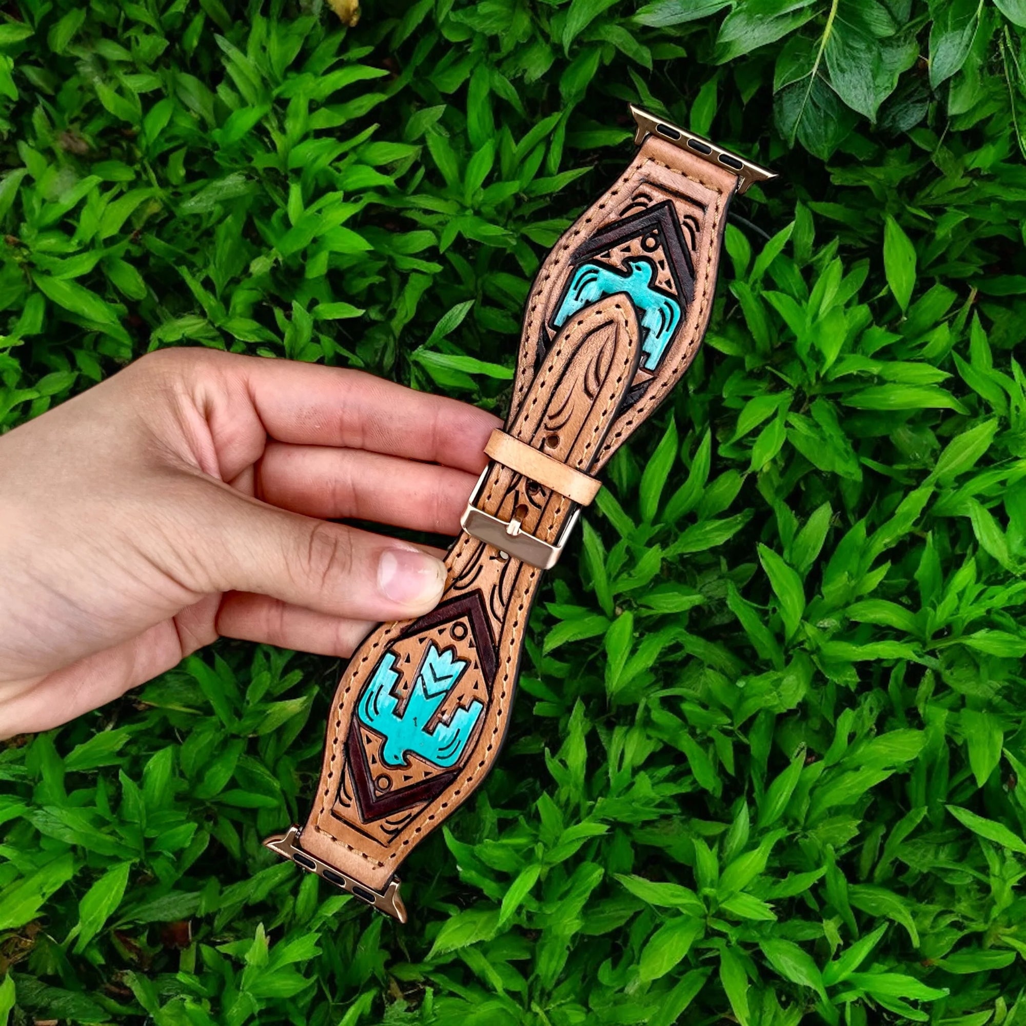 45mm Thunderbird tooled leather Apple Watch Bands