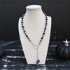 Black Onyx, Purple Galaxy, and Amethyst Skull Pull-Through Lariat — 19"