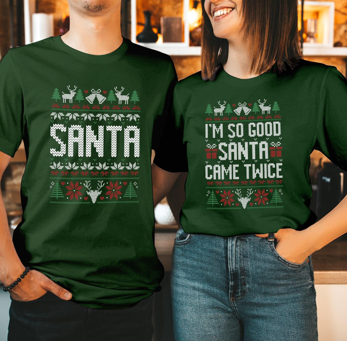 Naughty Santa TEE or CREW (Black or Green)
