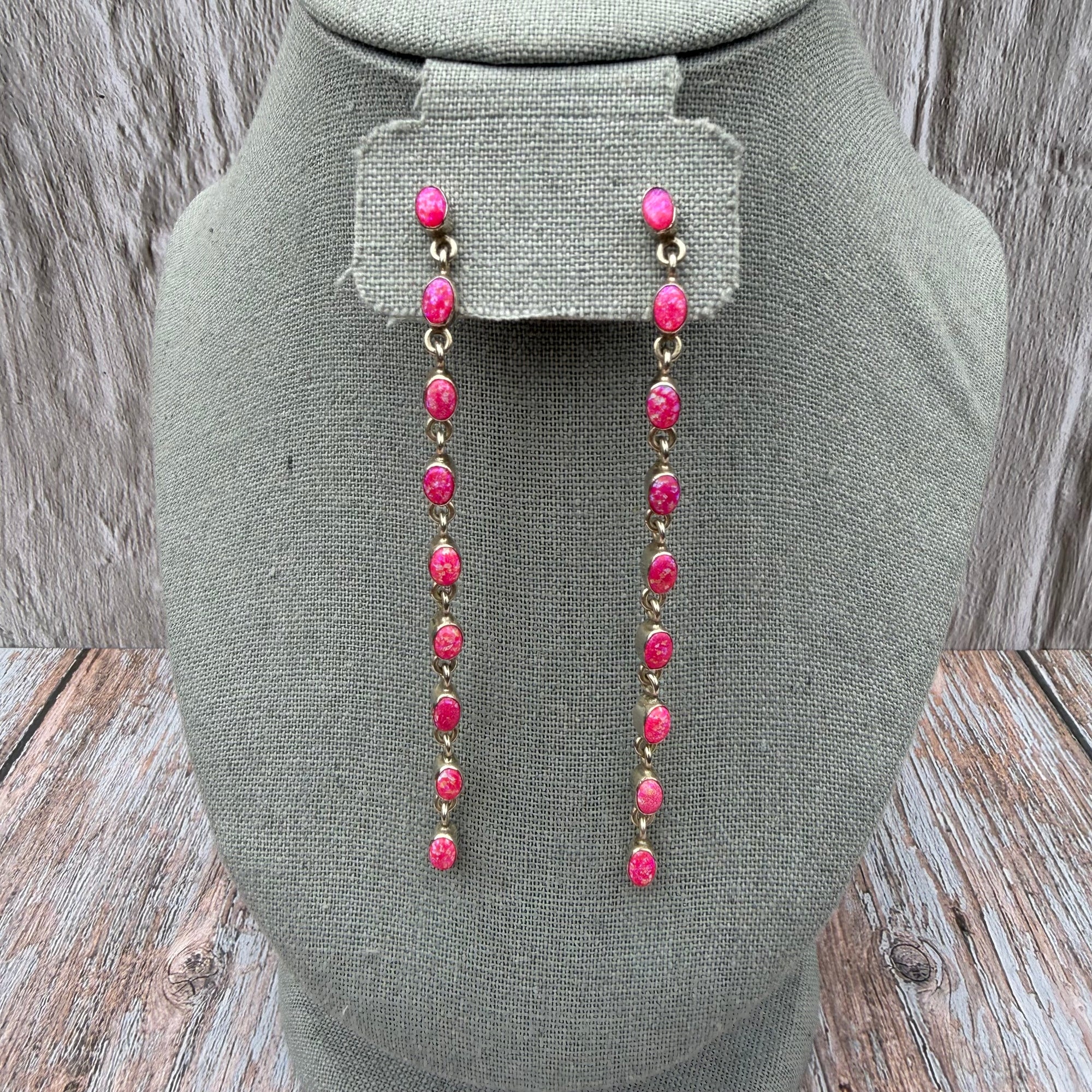 XL Pink Fire Opal Dangle Earrings