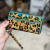 Frankie Inspired Leopard and Turquoise Women's Wallet/Wristlet