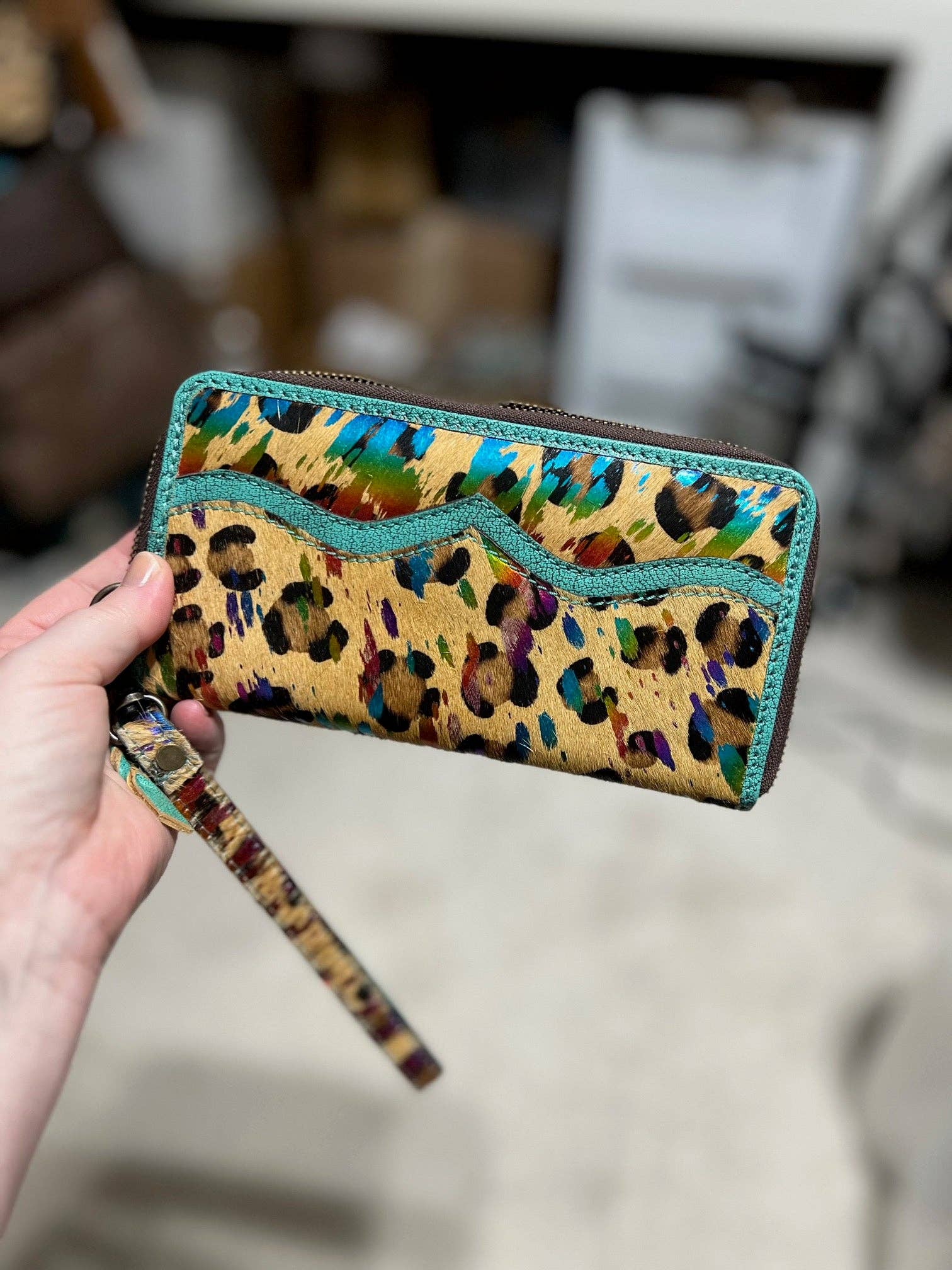 Frankie Inspired Leopard and Turquoise Women's Wallet/Wristlet