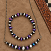 18" XL Purple Dahlia Statement Pearl Bar Necklace