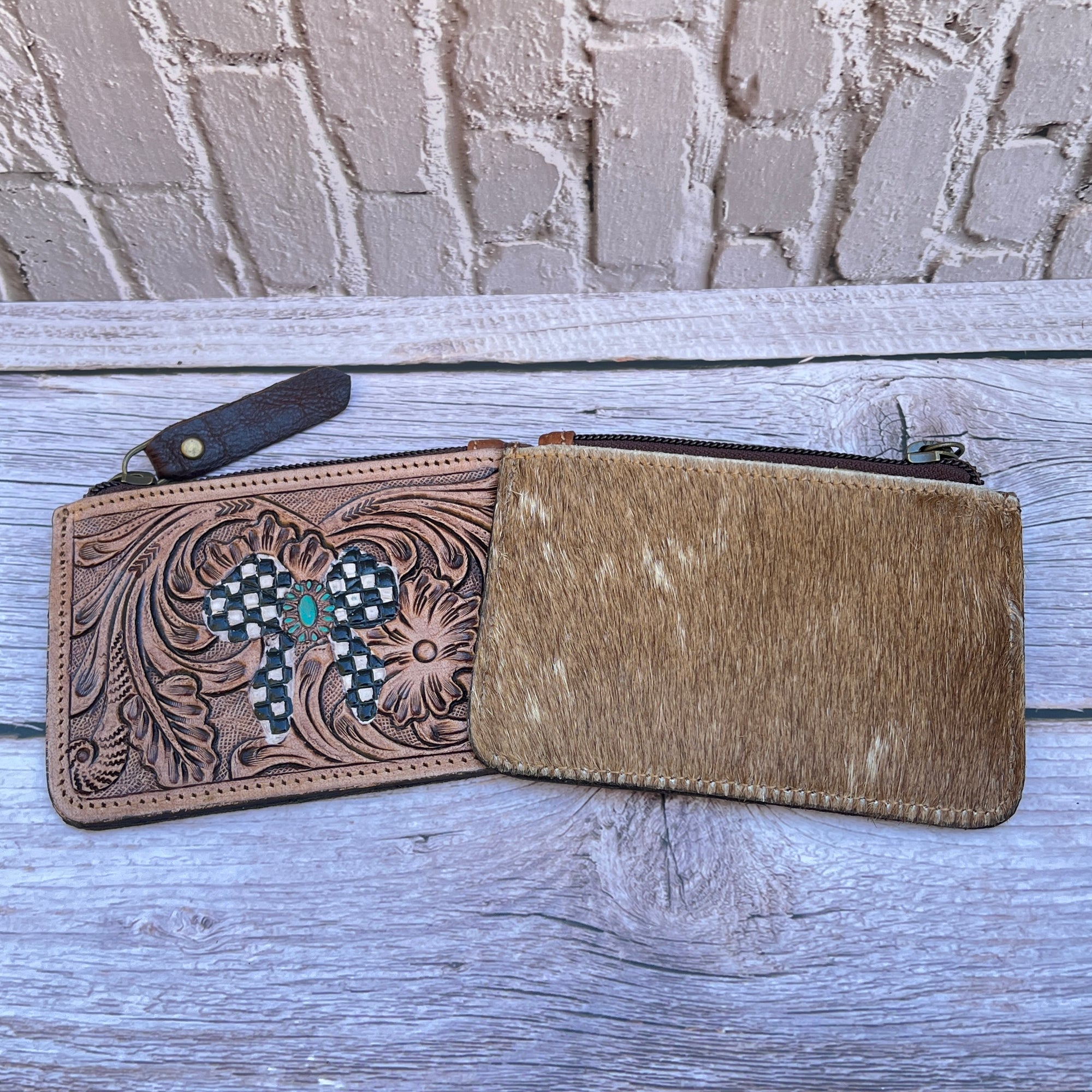 Check-it BowTooled & Cowhide Coin Pouch
