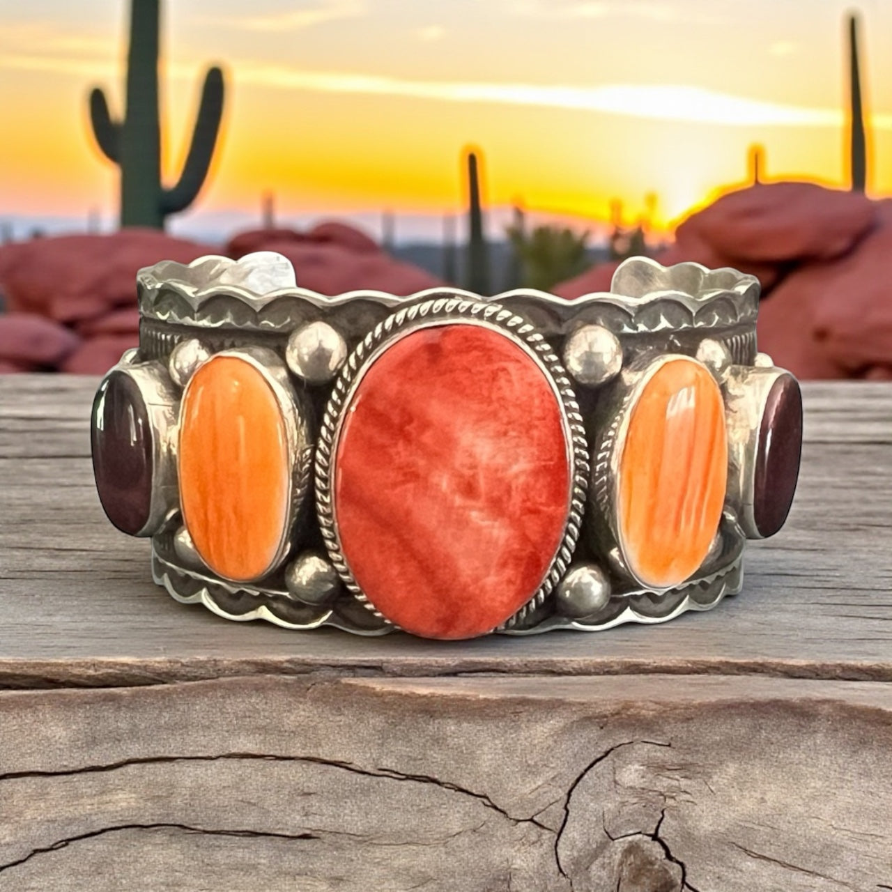 Spiny Oyster Hand Tooled Cuff- Guy Hoskie