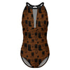 Brown Boots Mesh Insert One Piece