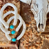 Sleeping Beauty Turquoise, White Shell & Navajo Finished Pearl Stretch Bracelet