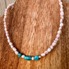 Pink Conch & Sonoran Turquoise Choker-16”