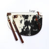 Large Hawks & Doves Large Half Moon Cowhide and Leather Zip Pouch with Wristlet-$50 DEAL