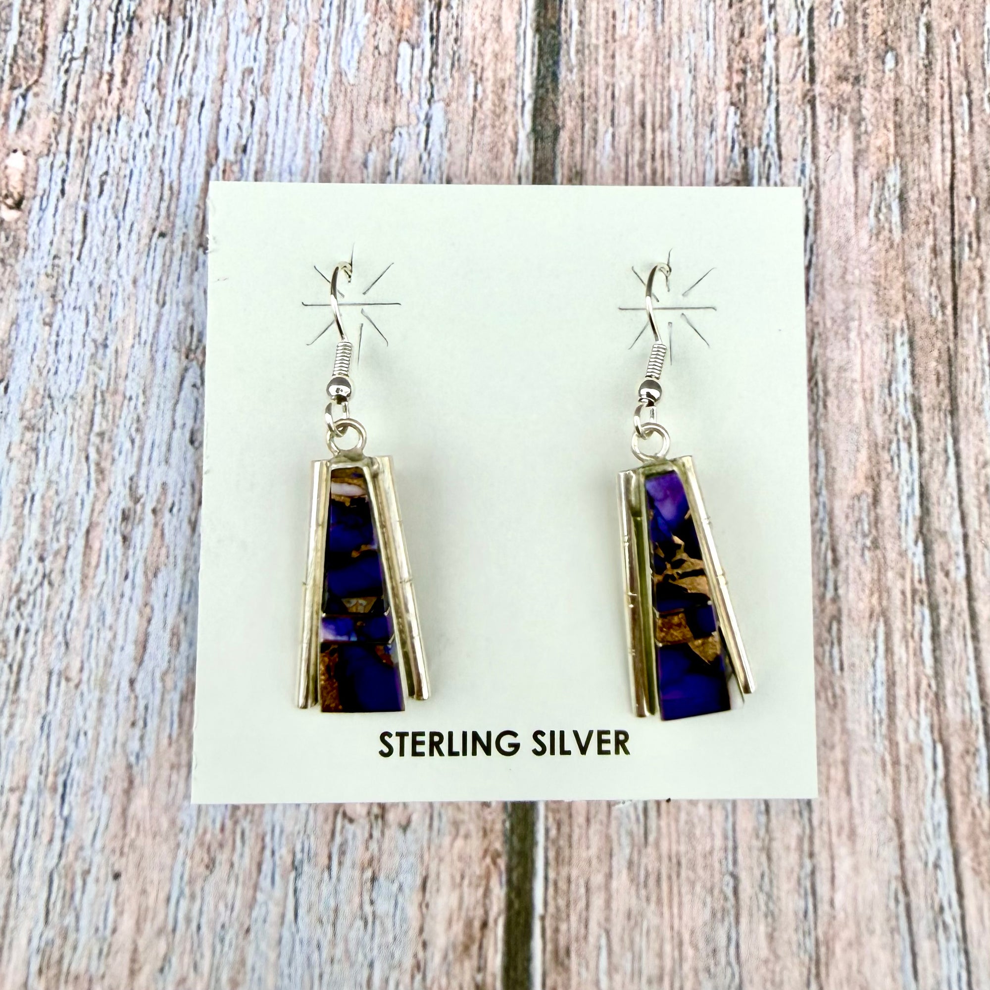 Purple Mohave Inlay Dangle Earrings-Steve Francisco 1"