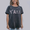 Acid Washed Y'all Embroidery Short Sleeve Tee