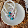 Sleeping Beauty Turquoise, White Shell & Navajo Finished Pearl Stretch Bracelet
