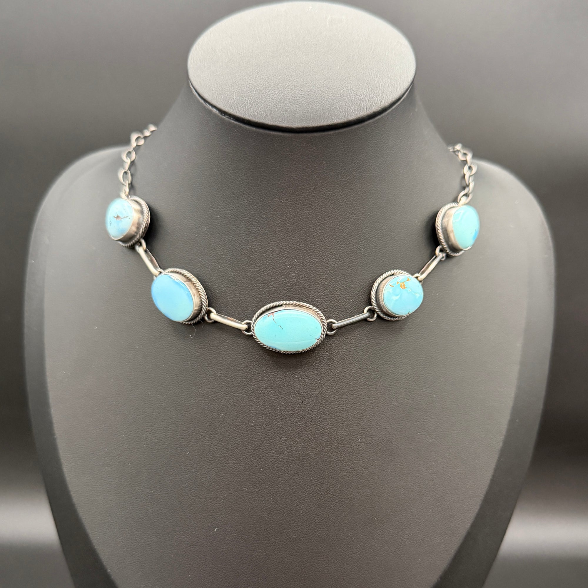 Chunky Golden Hills Turquoise Choker – Sterling Silver
By Scott Skeets