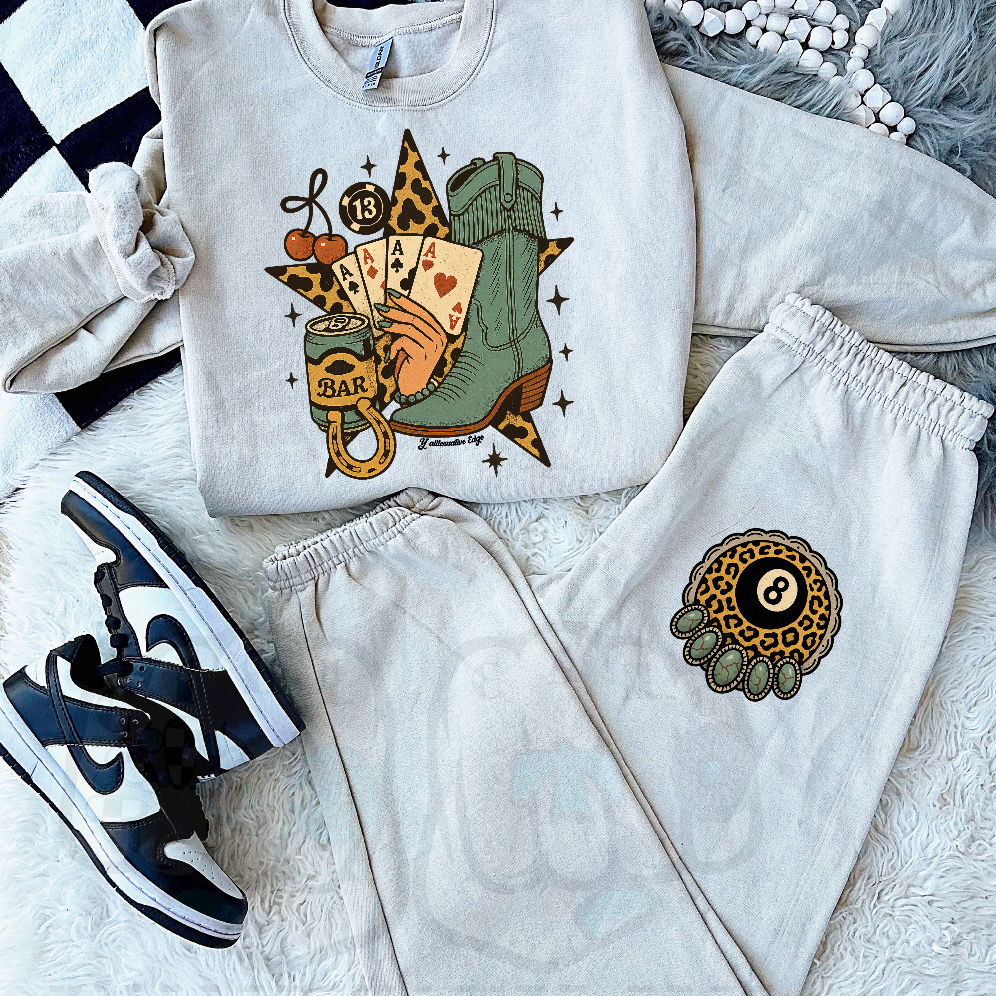 No Talk All Action Lounge Set- Crewneck or Hoodie