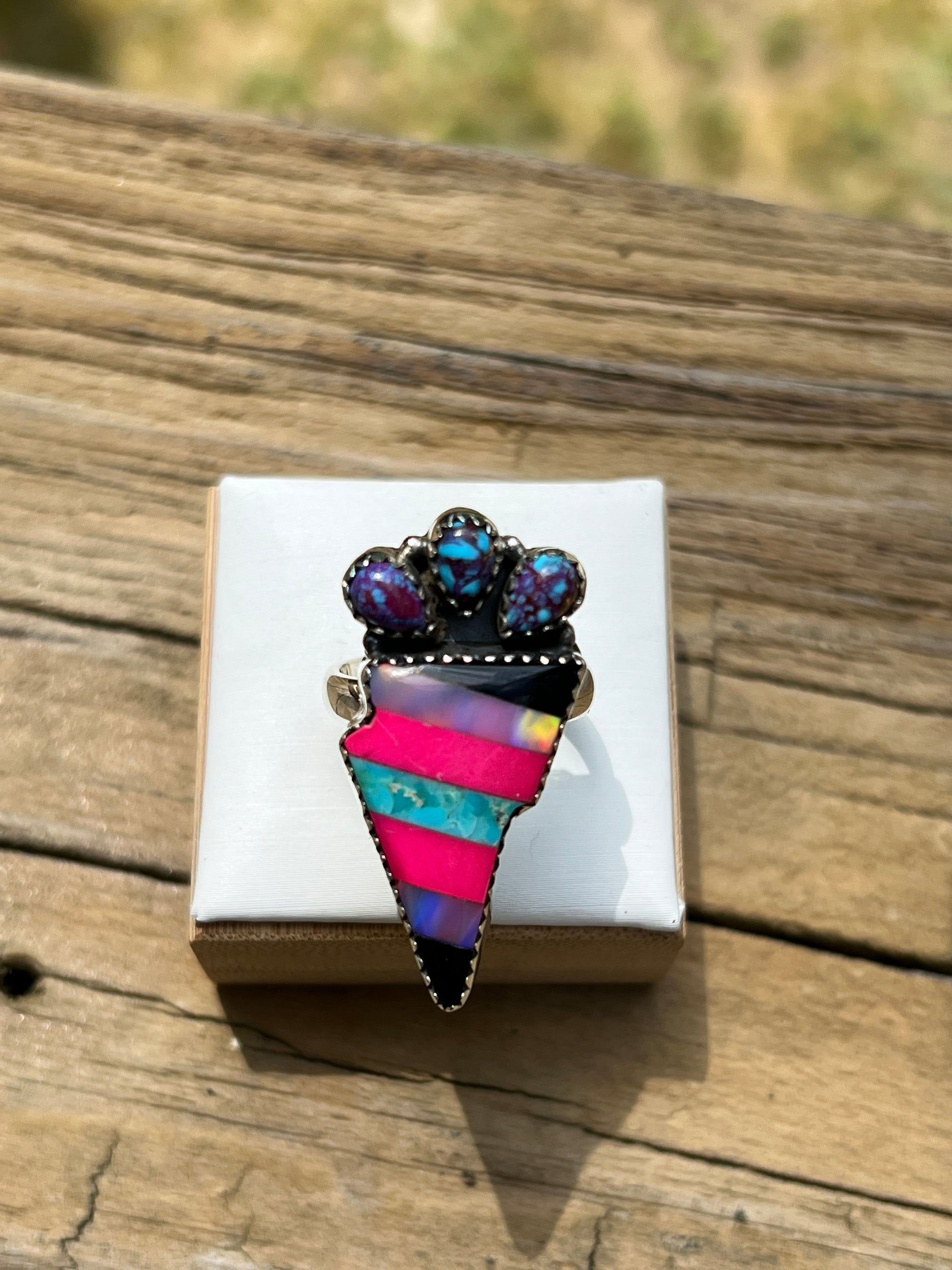 ⚡ Sterling Opal Adjustable Lightning Bolt Rings ⚡