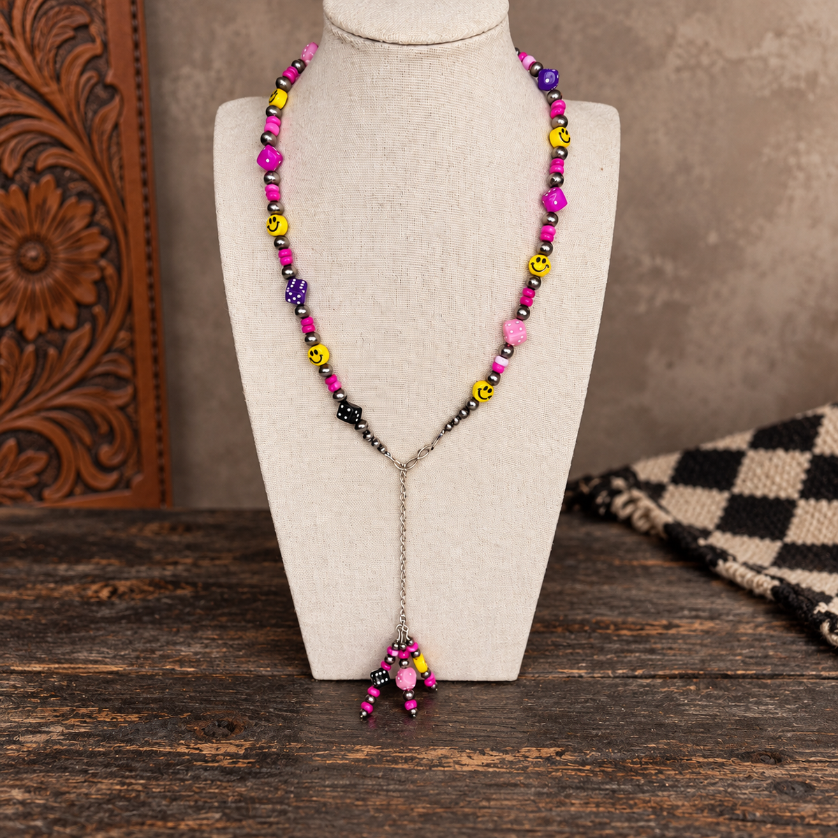 18.5" Dice & Smiley Lariat with 5" Drop