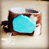 The Markie- Genuine Axis Deer Hide cuff With Turquoise Slab- RETAIL $49.99