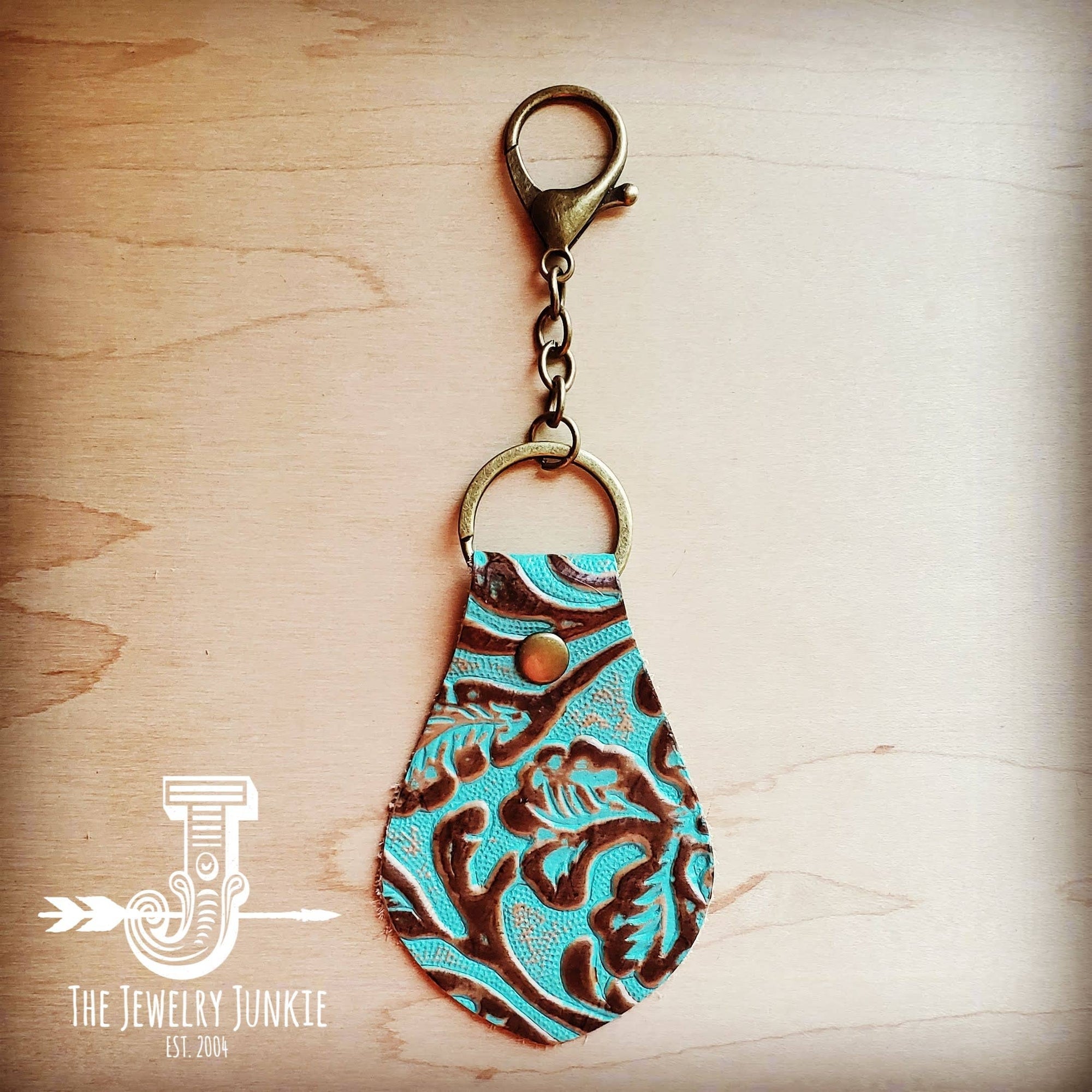 Turquoise Cowboy Leather Keychain- RETAIL $17.99