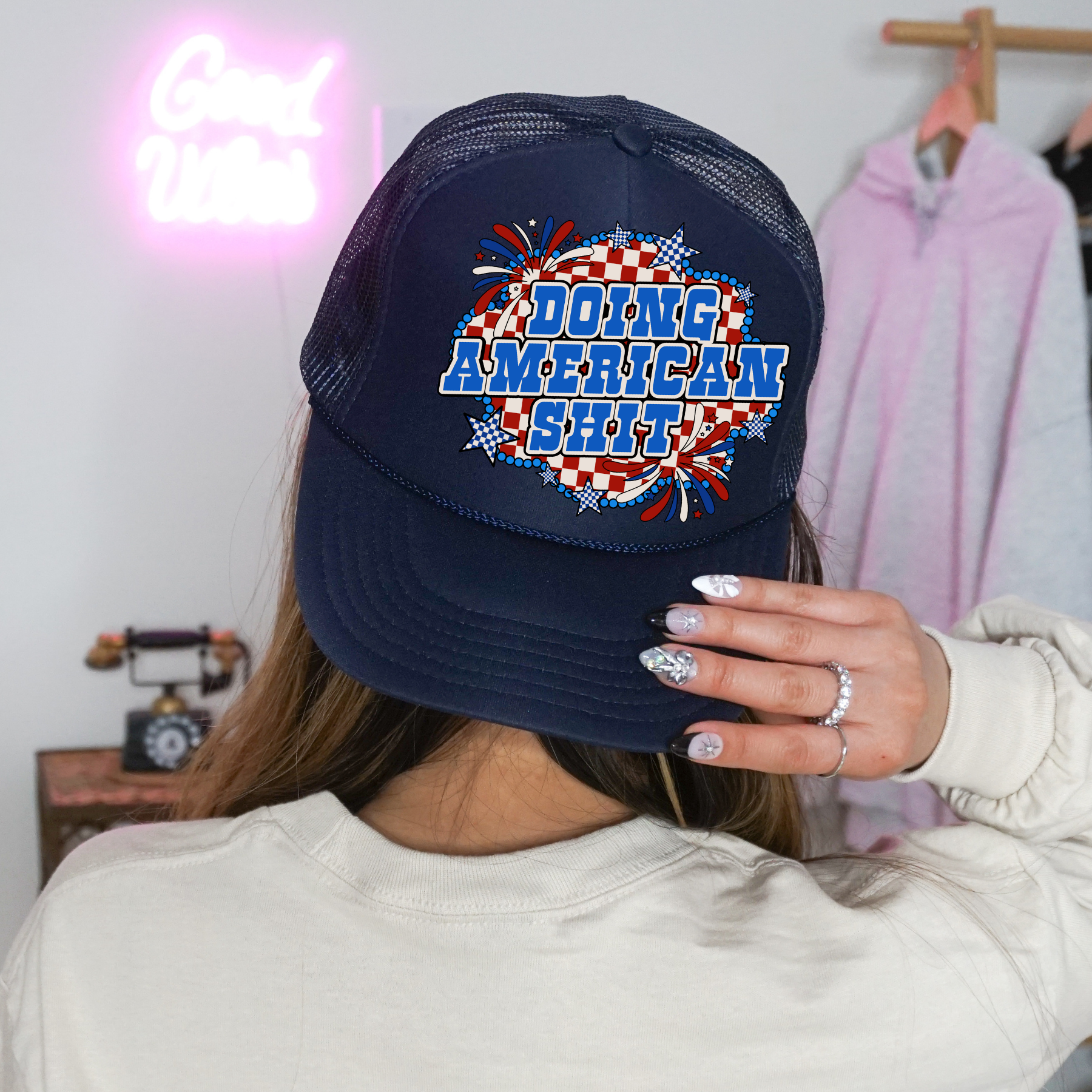 American Girl Blue Trucker