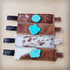 The Tessa- Genuine Cowhide and Turquoise Slab Cuff- RETAIL $39.99