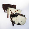 Large Hawks & Doves Large Half Moon Cowhide and Leather Zip Pouch with Wristlet-$50 DEAL