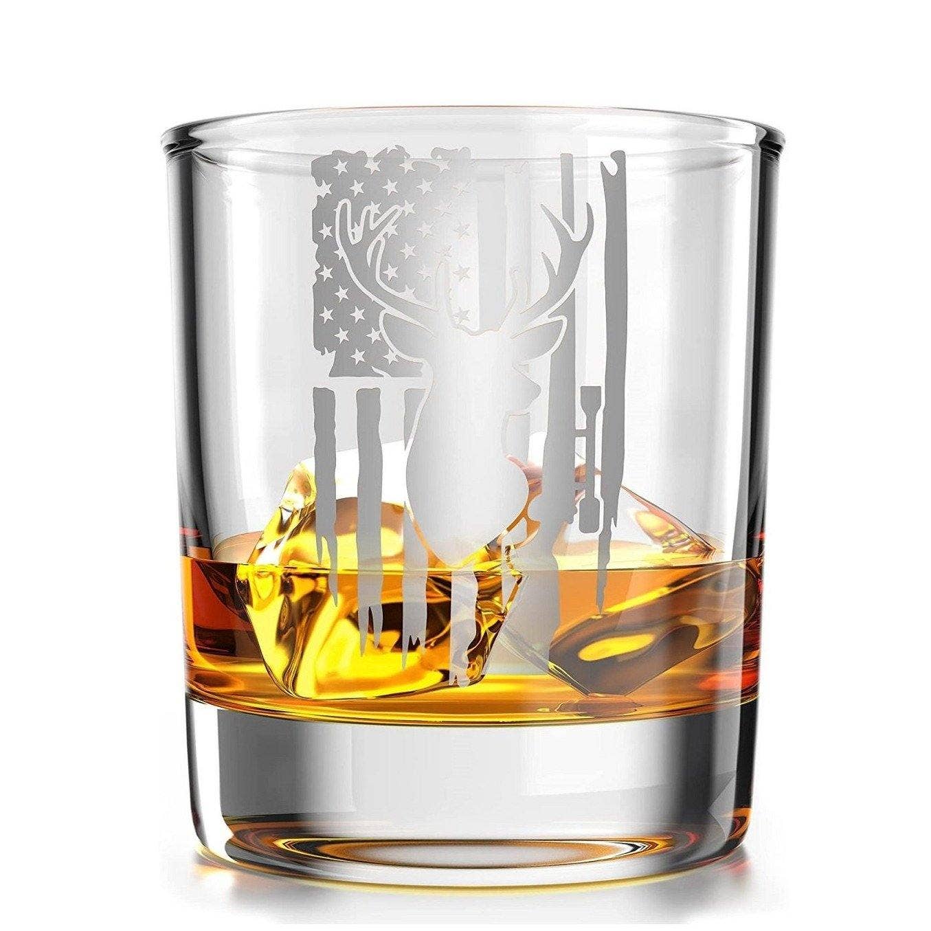 Deer Hunter American Flag - Whiskey Glass