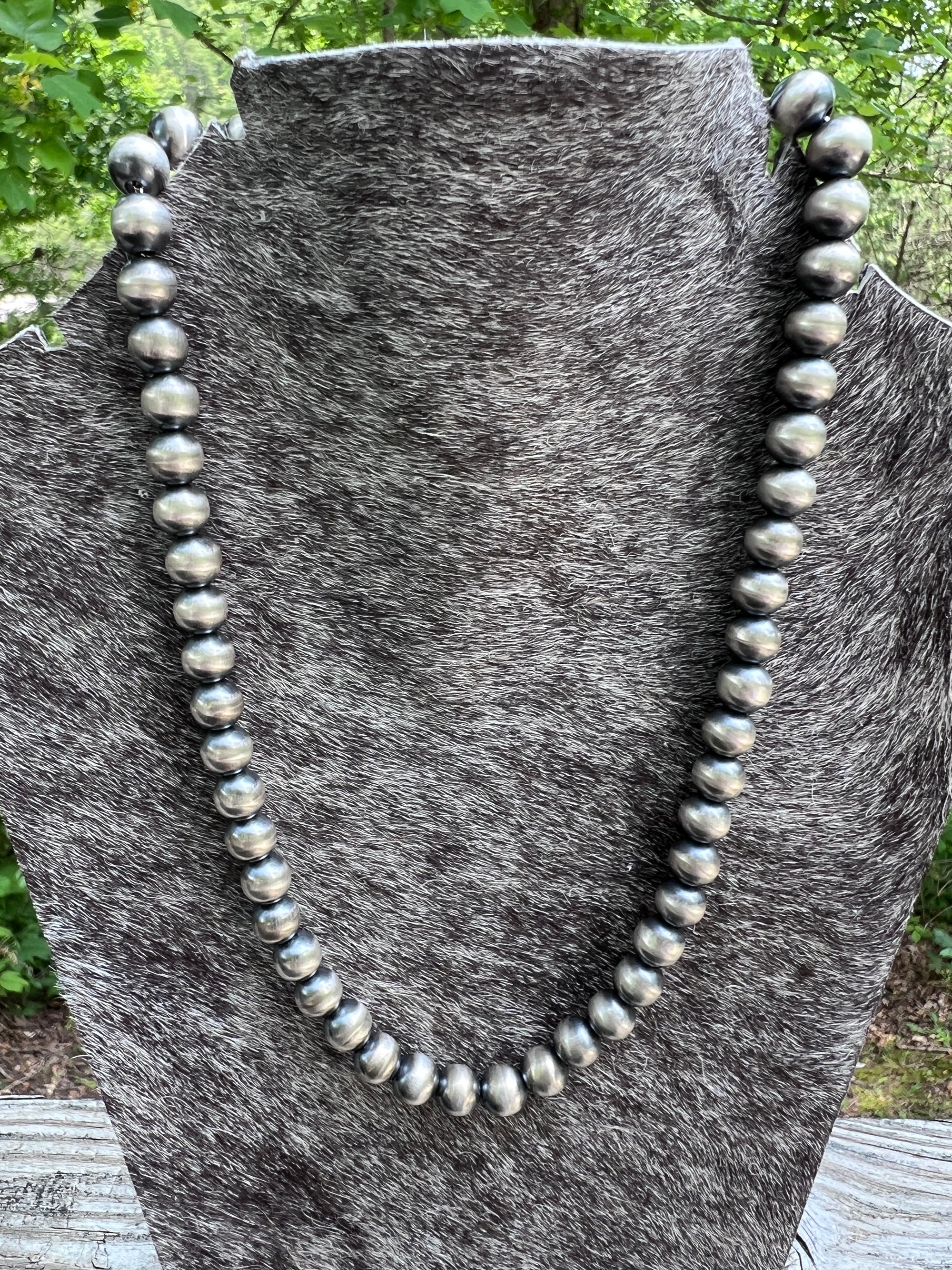 Sterling Silver Handmade Navajo Pearls — 20" by Dorinda Mariano (Navajo)