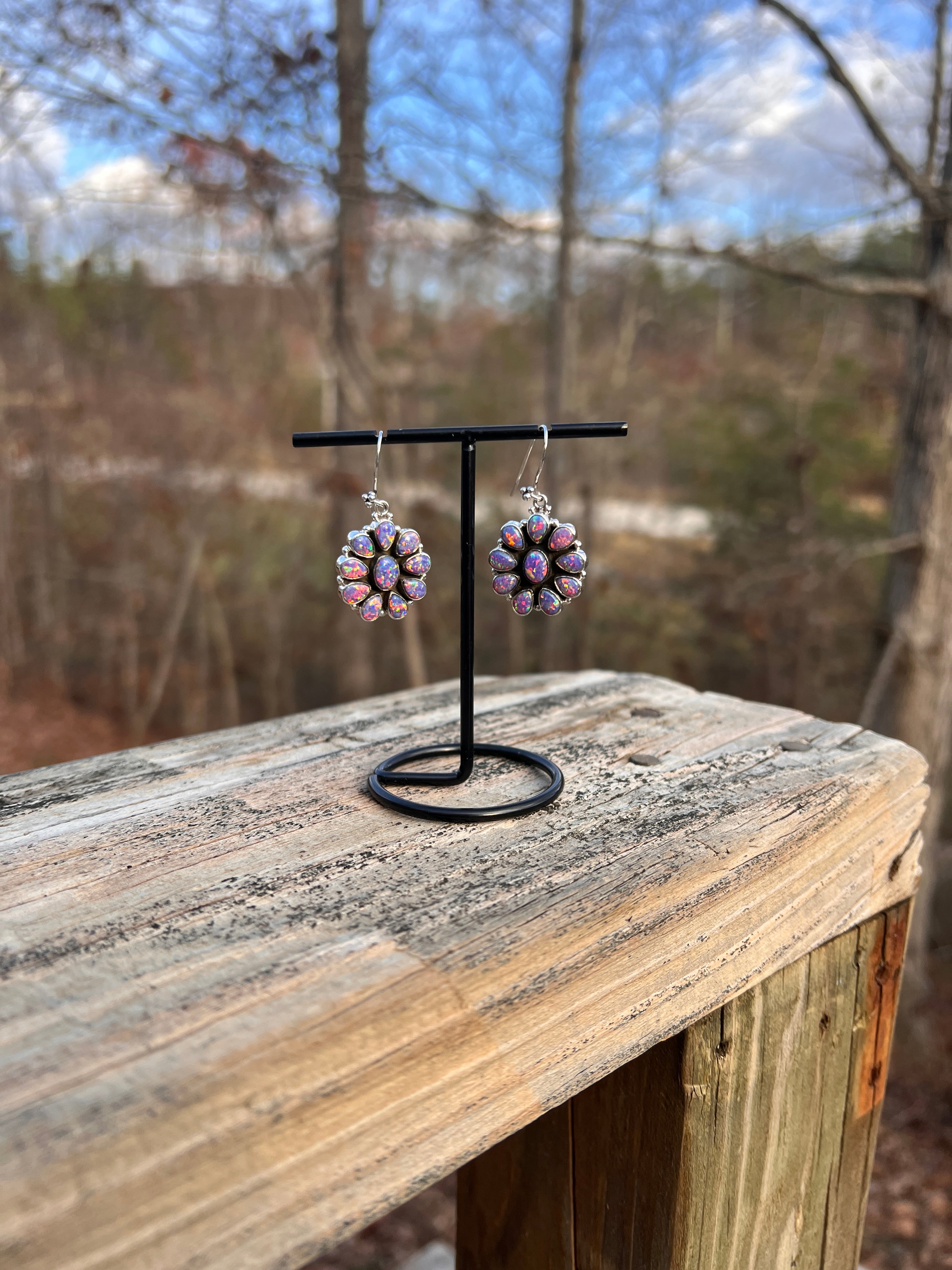 Pink Out! Australian Opal Cluster Earrings