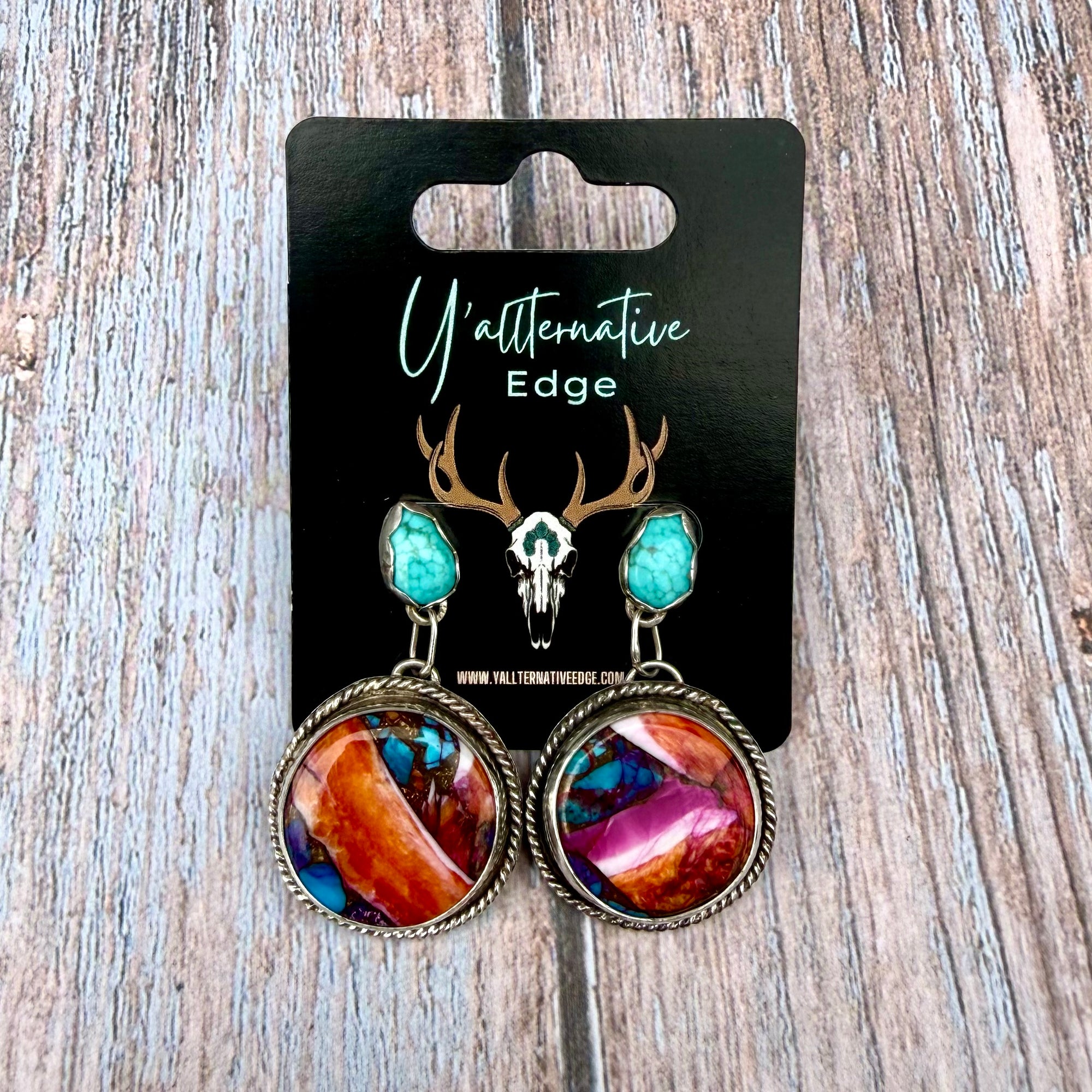 Purple Dahlia & Sleeping Beauty Drop Earrings