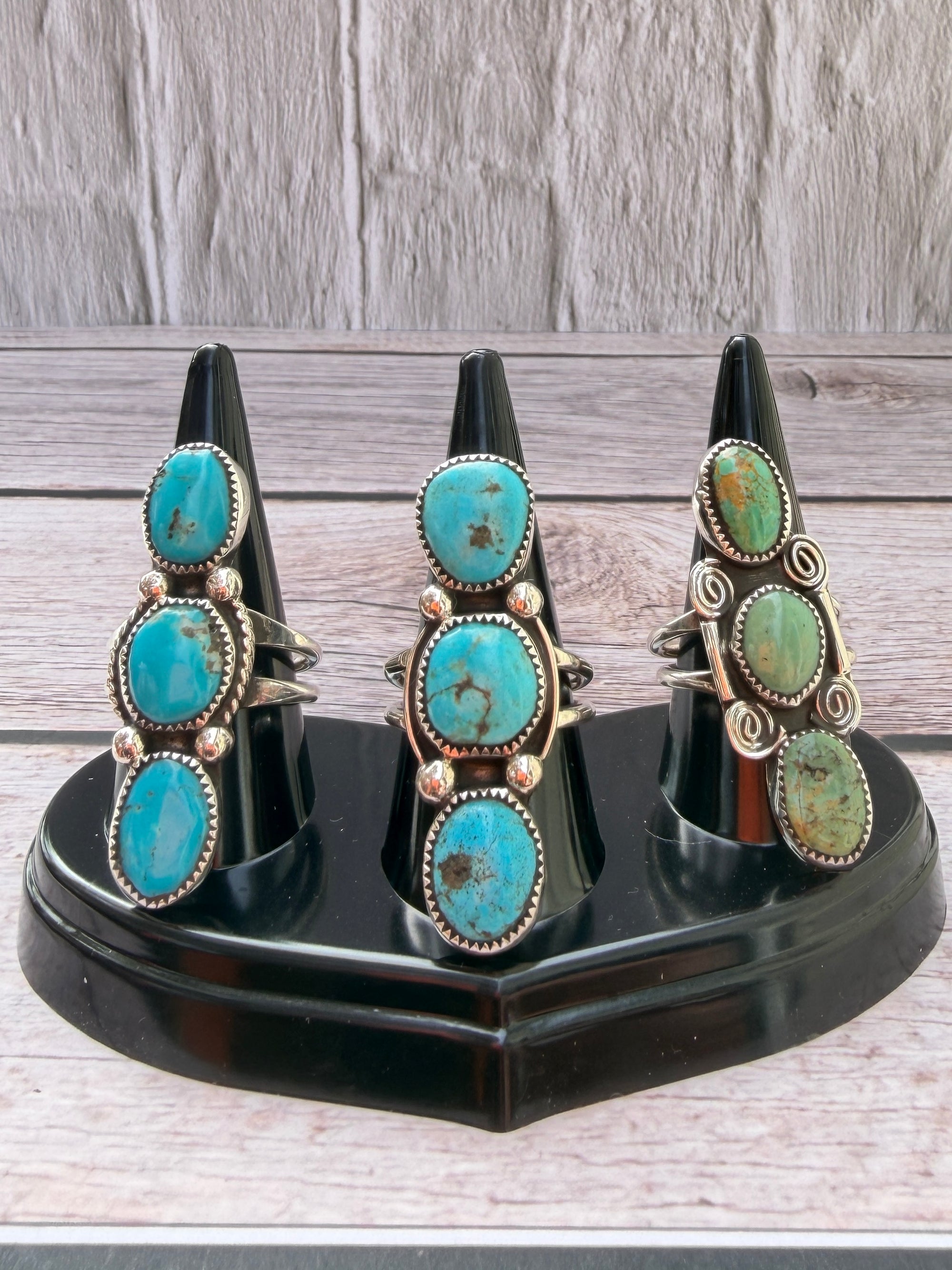 Triple Stone Kingman Rings by Priscilla Reeder