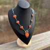 Orange & Red Spiny Heart Statement Necklace- 30” B. Jiminez