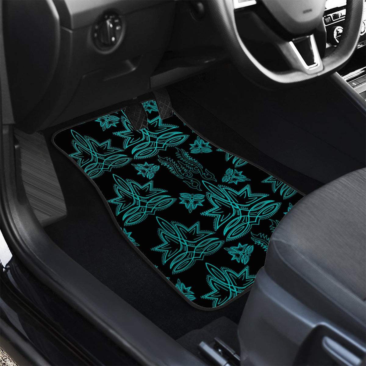 Turquoise Boot Stitch Floor Mats