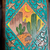 Longhorn Leather Hand Tooled Western Portfolio with Zipper Close