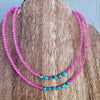 Fuchsia Jade & Sonoran Turquoise Navajo Finished Pearl Choker- 18”