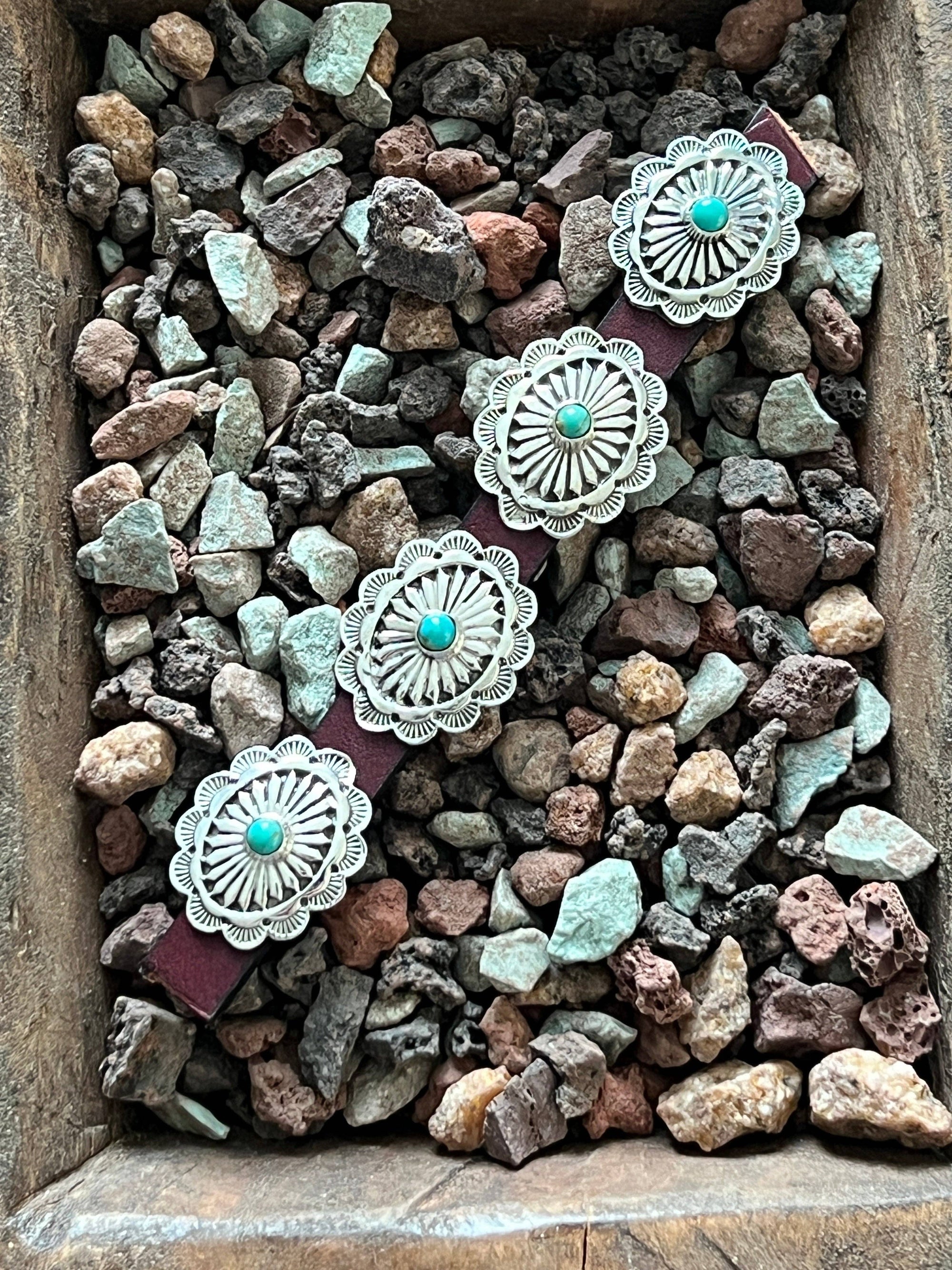 Sterling Silver and Kingman Turquoise Concho Slide- RETAIL $69.99