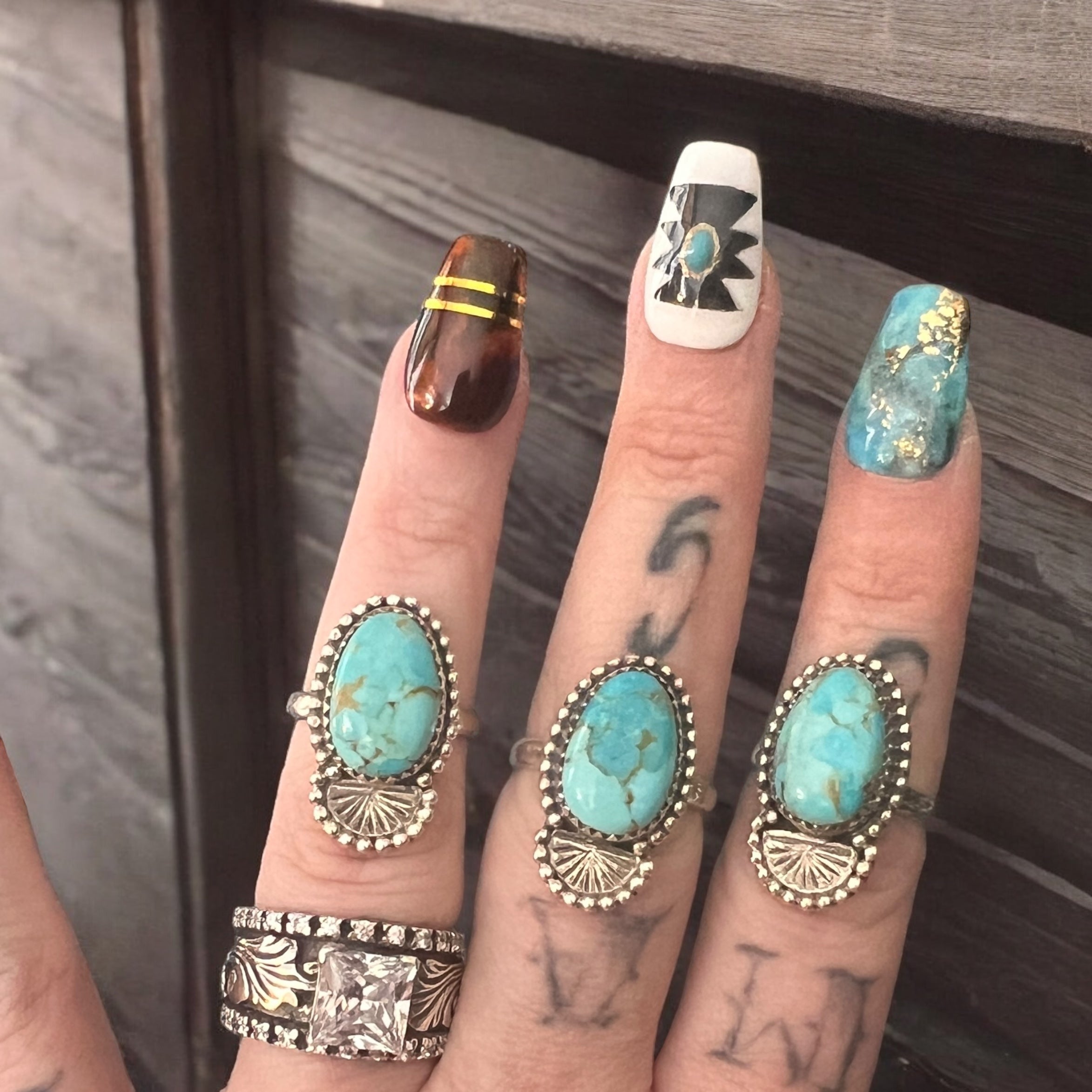 Hada Collection Kingman Turquoise Fan Ring