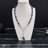 Black Onyx, Purple Galaxy, and Amethyst Skull Pull-Through Lariat — 19"