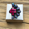 ♠️ Hot Pink & Black Onyx Spade Ring with Mohave Purple Accents ♠️
