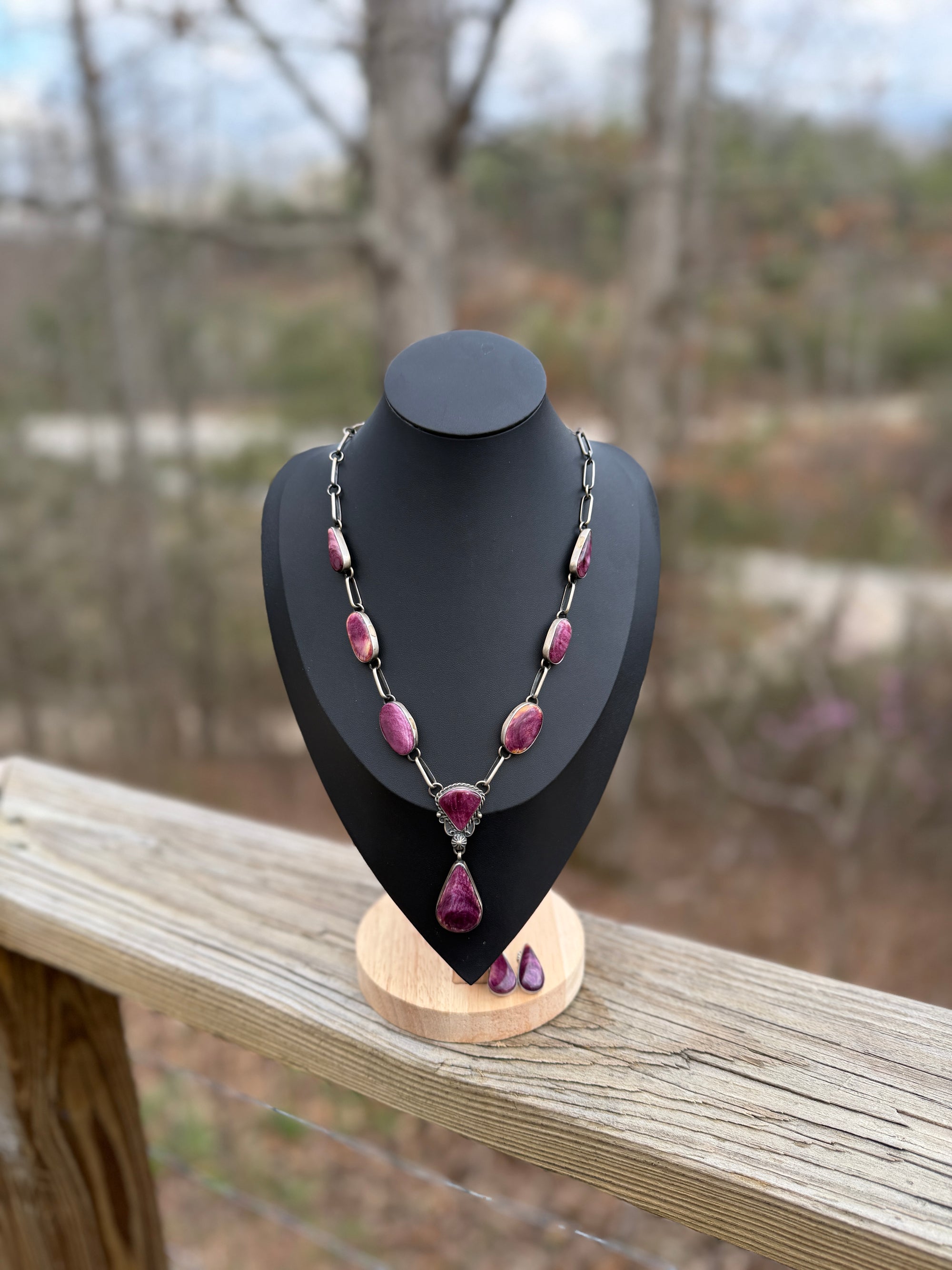 Purple Spiny & Sterling Lariat Set- Kyla