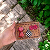 Ace & Hearts Tooled Leather & Cowhide Coin Pouch