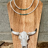 Mother of Pearl, Sonoran Turquoise & Navajo Finished Pearl Necklace-18”