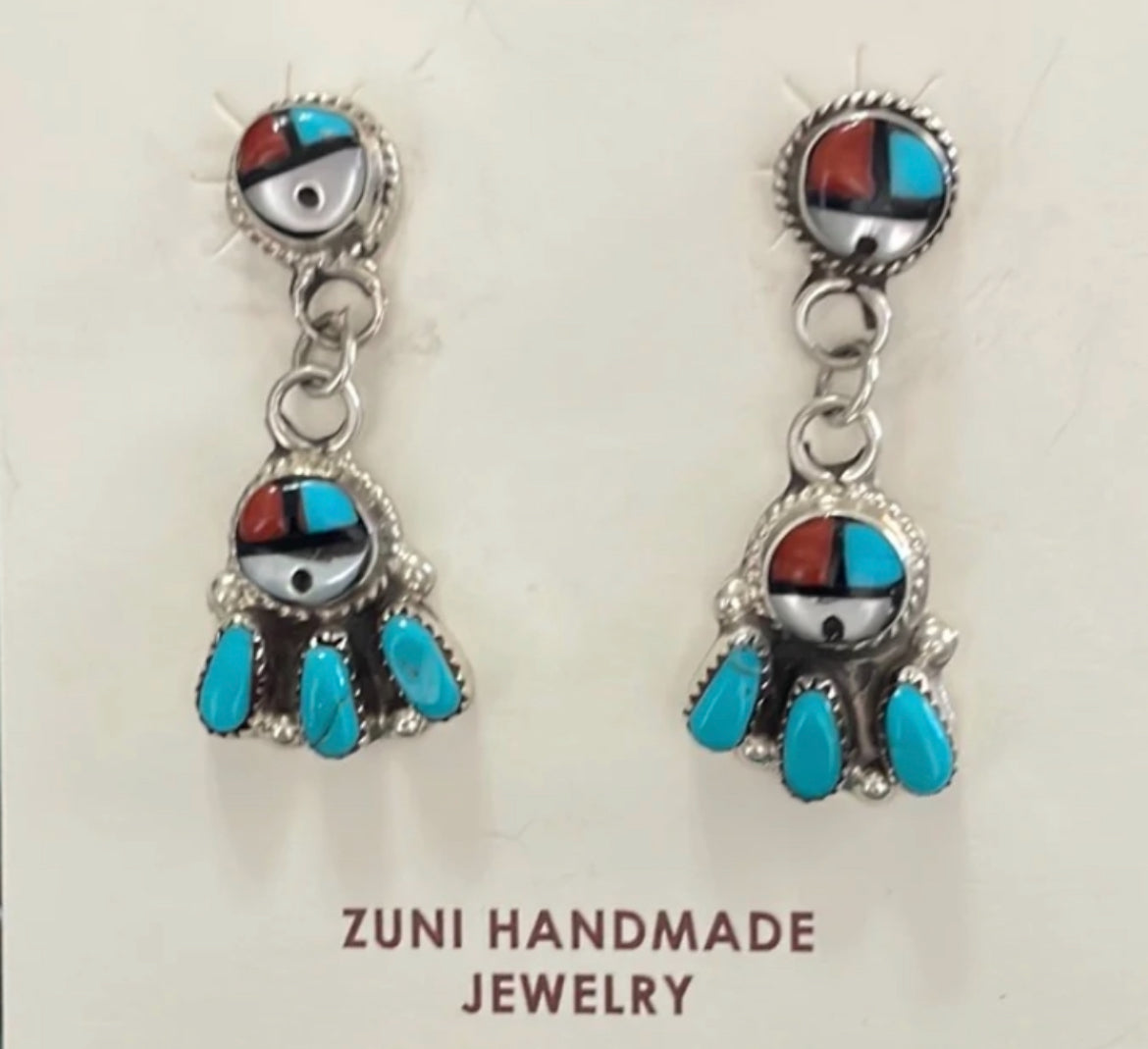 Vintage Zuni Paw Drop Earrings