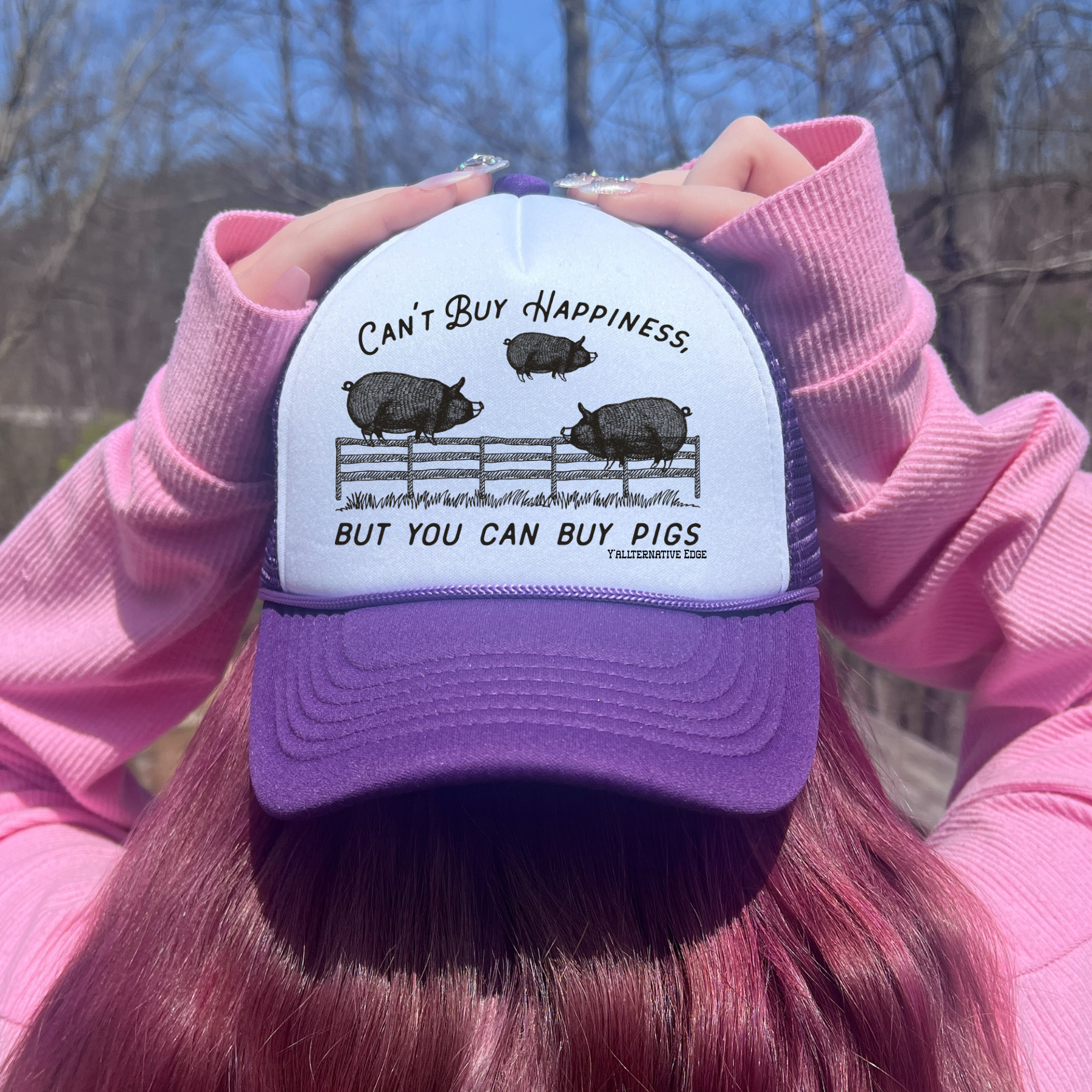 Happy Pigs Purple 2 Tone Trucker