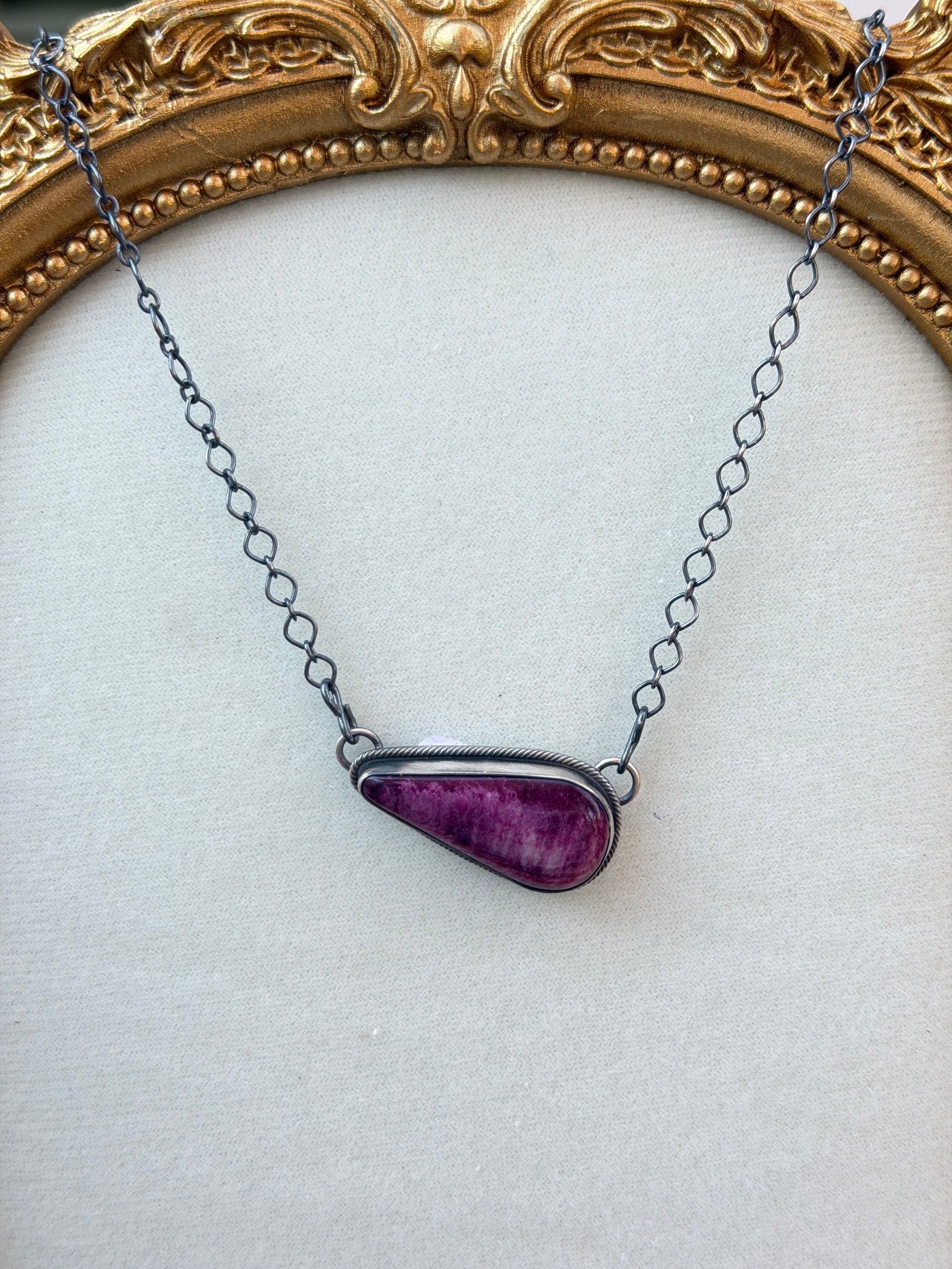 Purple Spiny Teardrop Bar Necklace- Sheryl Martinez