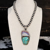 Ray Bennet Large Natural Druzy & Spiderweb Turquoise Statement Pendant