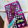 Pink Lighting Bolt and Checkers Long Wallet