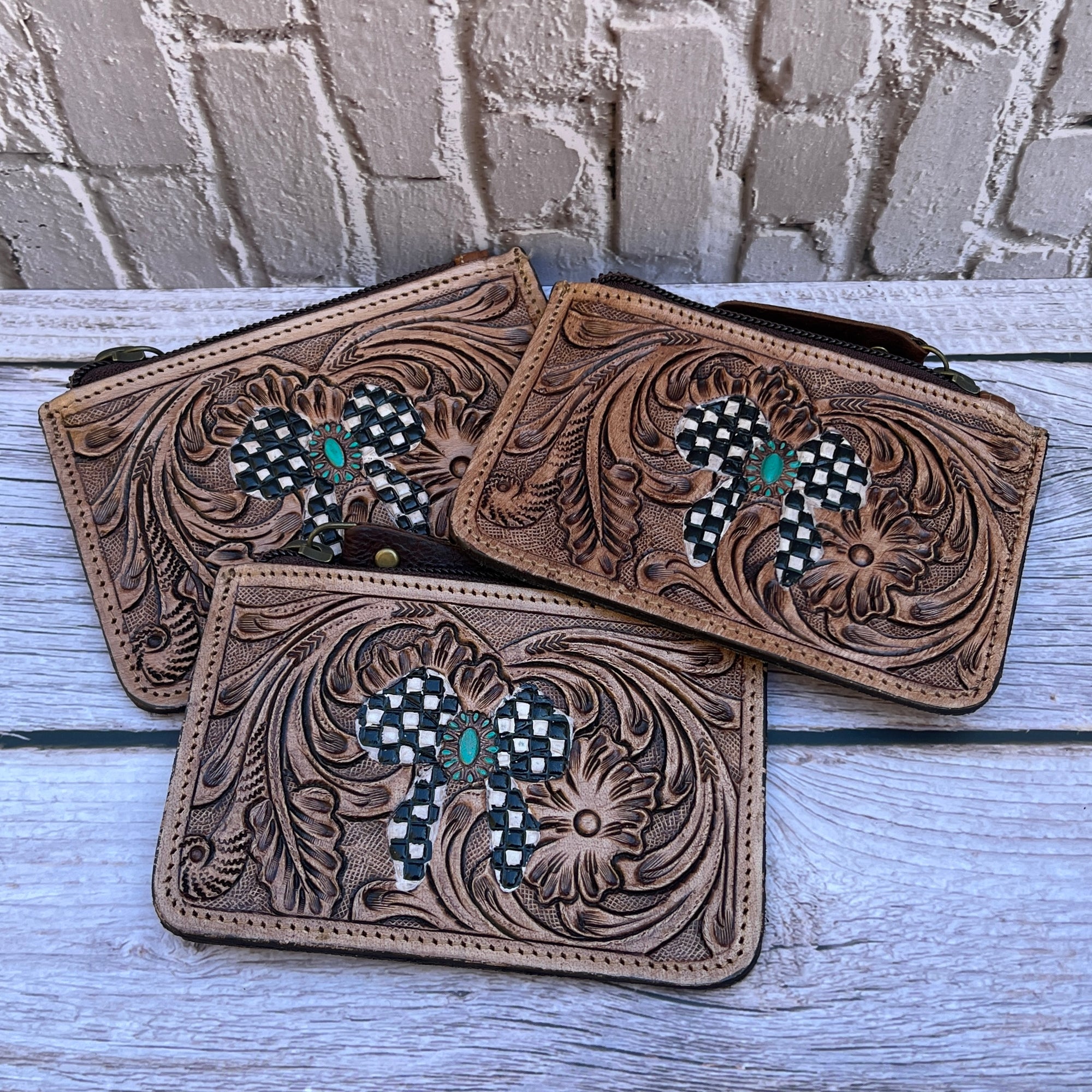 Check-it BowTooled & Cowhide Coin Pouch