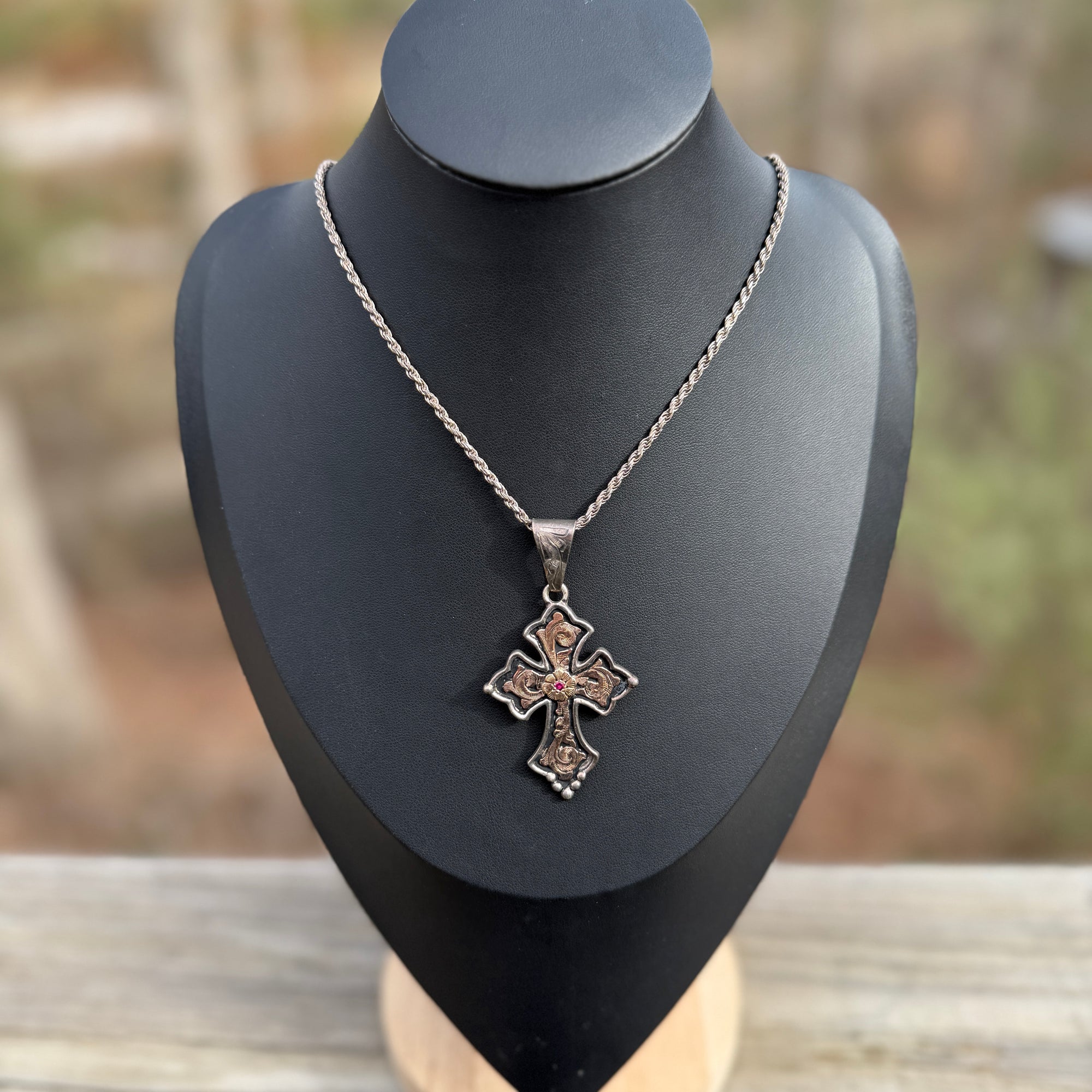 Vintage Hyo Silver Ruby Pendant Necklace