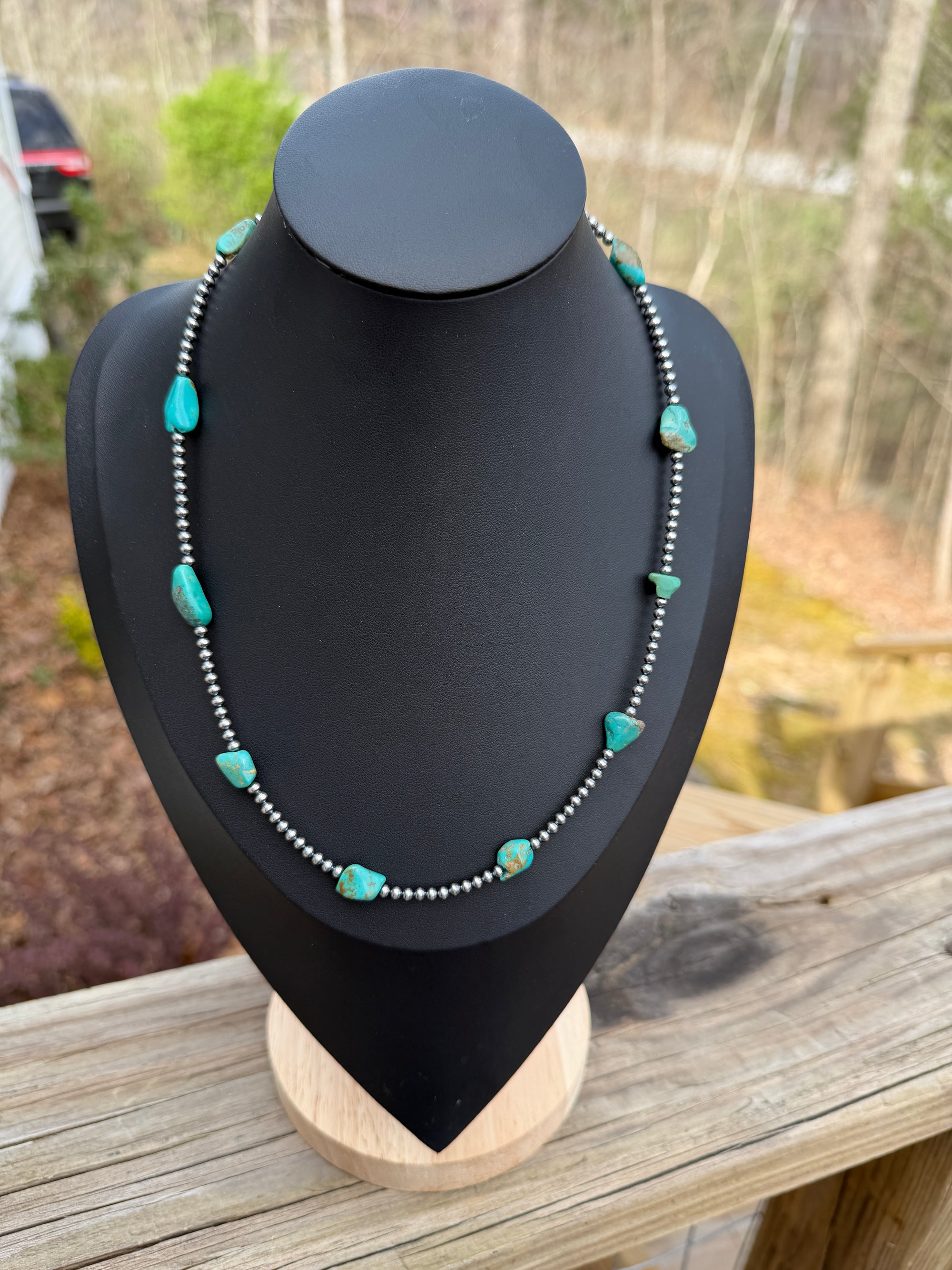 Kingman Nugget & Sterling Desert Pearls- 20”